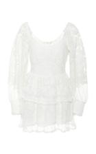 Moda Operandi Loveshackfancy Astor Semi-sheer Tiered Mini Dress Size: 00