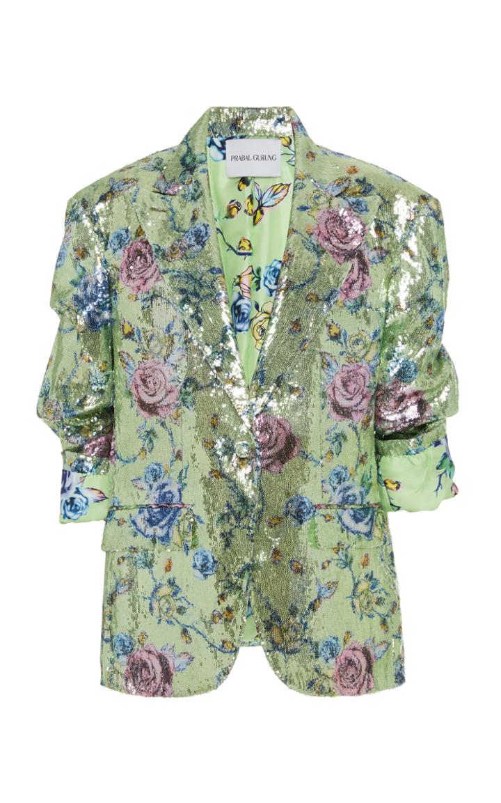 Prabal Gurung Sequined Floral-print Jacket