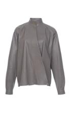 Agnona Superfine Nappa Leather Wrap Shirt