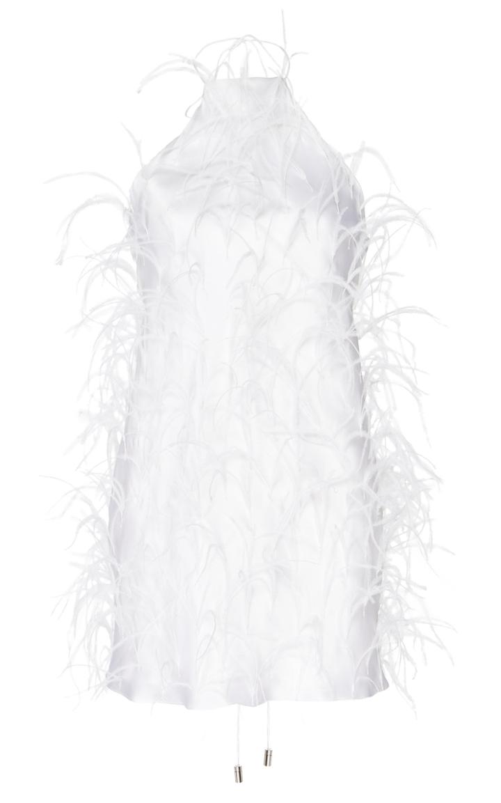 Moda Operandi Michael Lo Sordo Feathered Silk-satin Mini Dress Size: 14