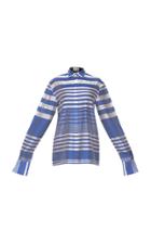 Rahul Mishra Marine Striped Cotton Blend Collared Shirt