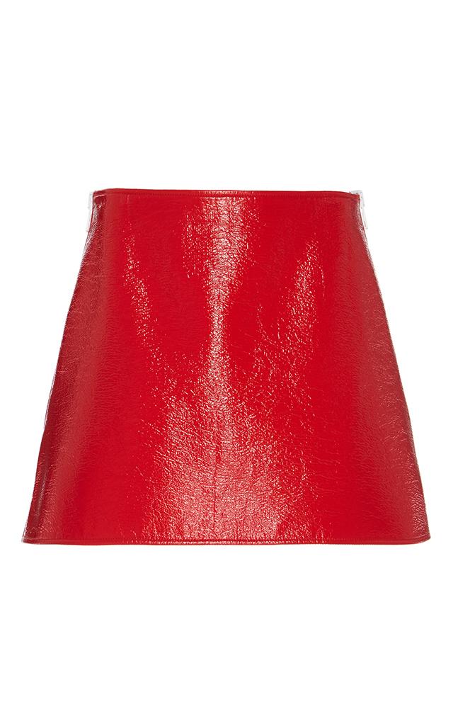 Courrges Patent-effect Cotton Mini Skirt