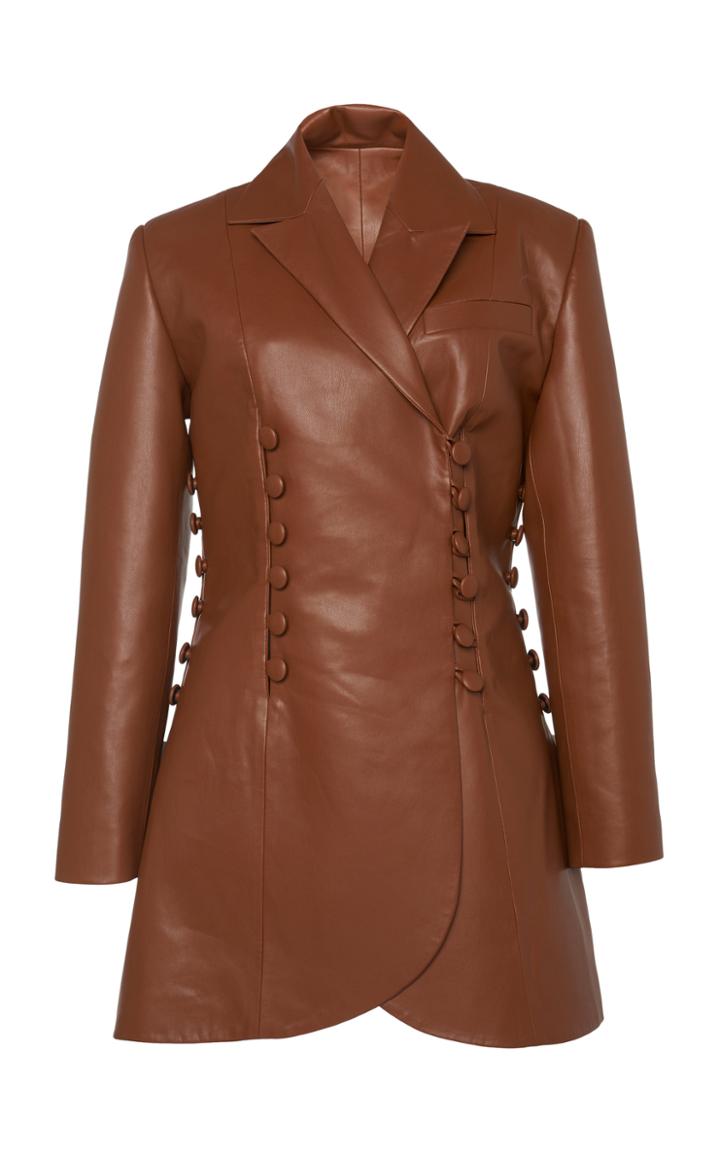 Matriel Long Faux Leather Blazer