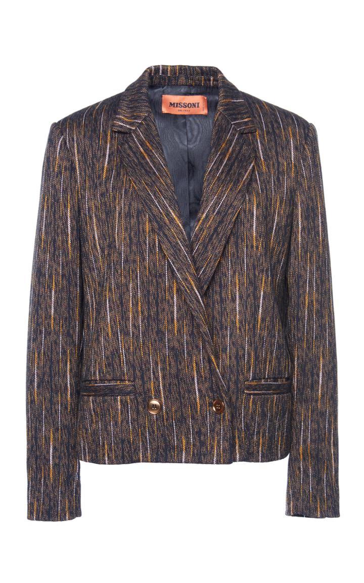 Moda Operandi Missoni Double-breasted Cotton-blend Printed Blazer