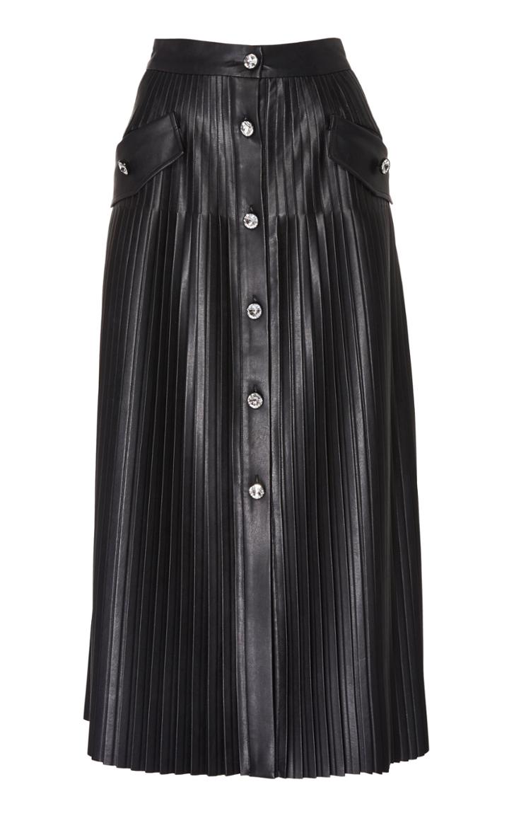 Huishan Zhang Bailley Plisse Faux Leather Midi Dress