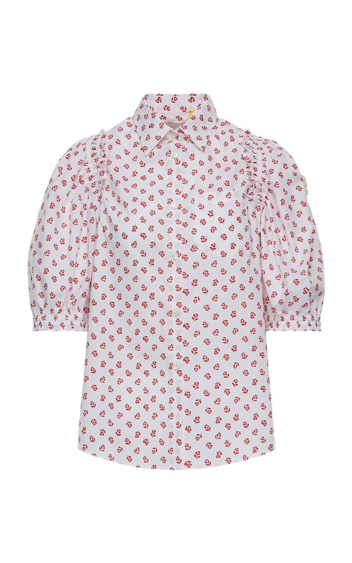 Moncler 4 Simone Rocha Ruffled Floral-print Cotton-poplin Shirt
