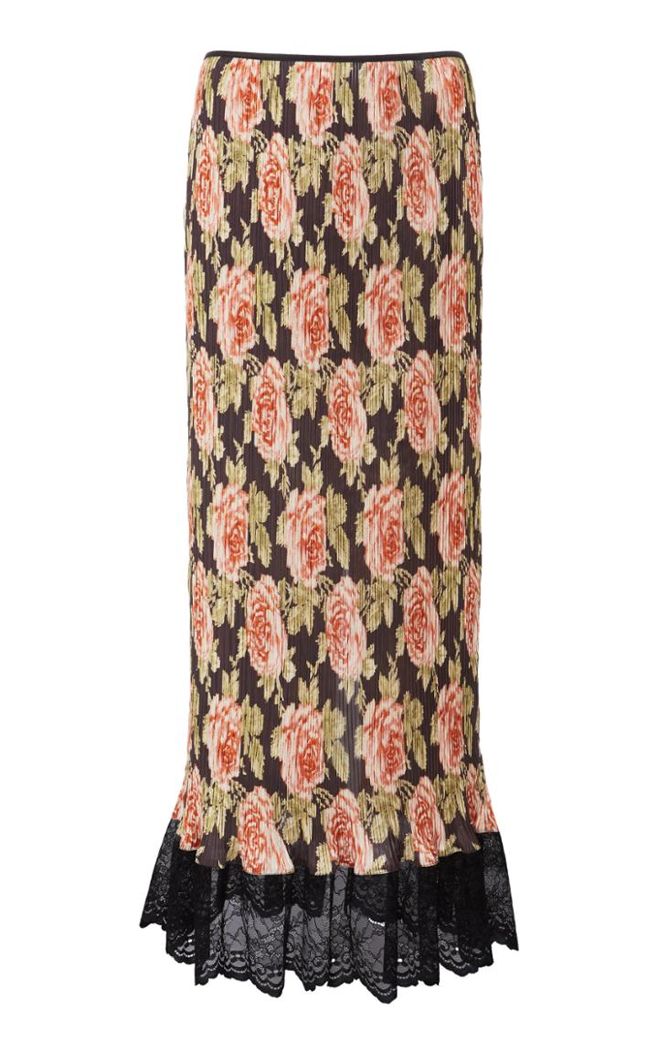 Paco Rabanne Mid-rise Floral Gauze Maxi Skirt