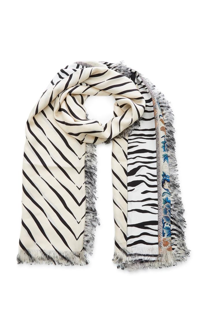 Pierre-louis Mascia Printed Fringed Silk Scarf