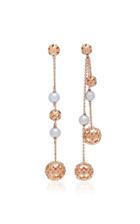 Colette Jewelry Motif Mismatched 18k Rose Gold And Japanese Pearl Drop Earrings