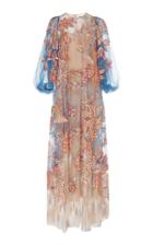 Biyan Gilma Floral-embroidered Tulle Maxi Dress