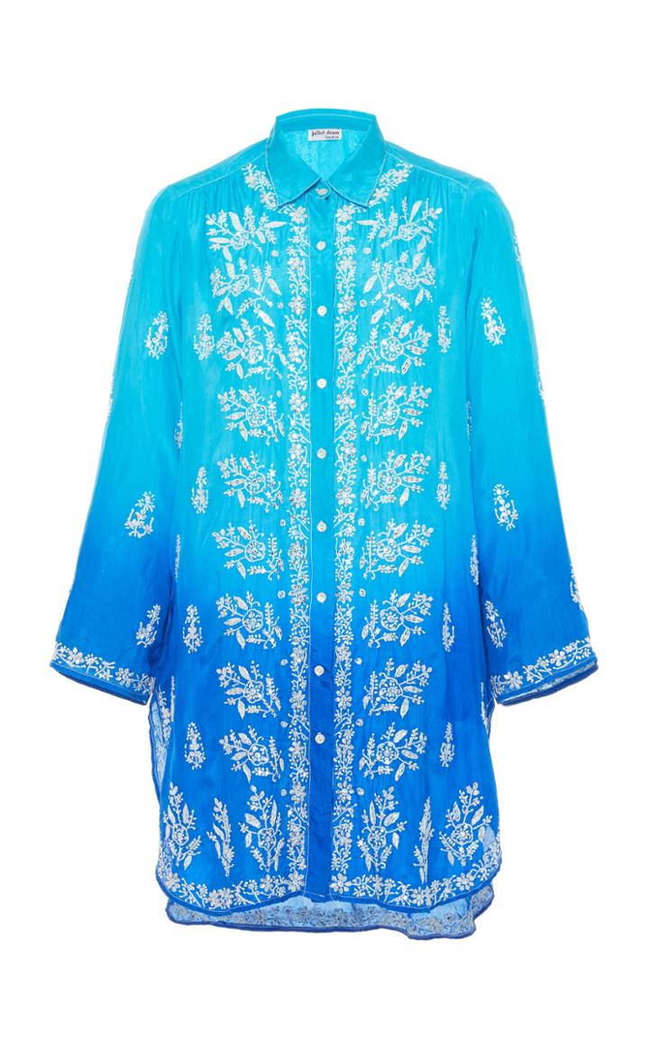 Juliet Dunn Ombre Embroidered Silk Shirt