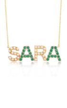 Moda Operandi Luisa Alexander 14k Yellow Gold Pearl And Emerald Name Necklace