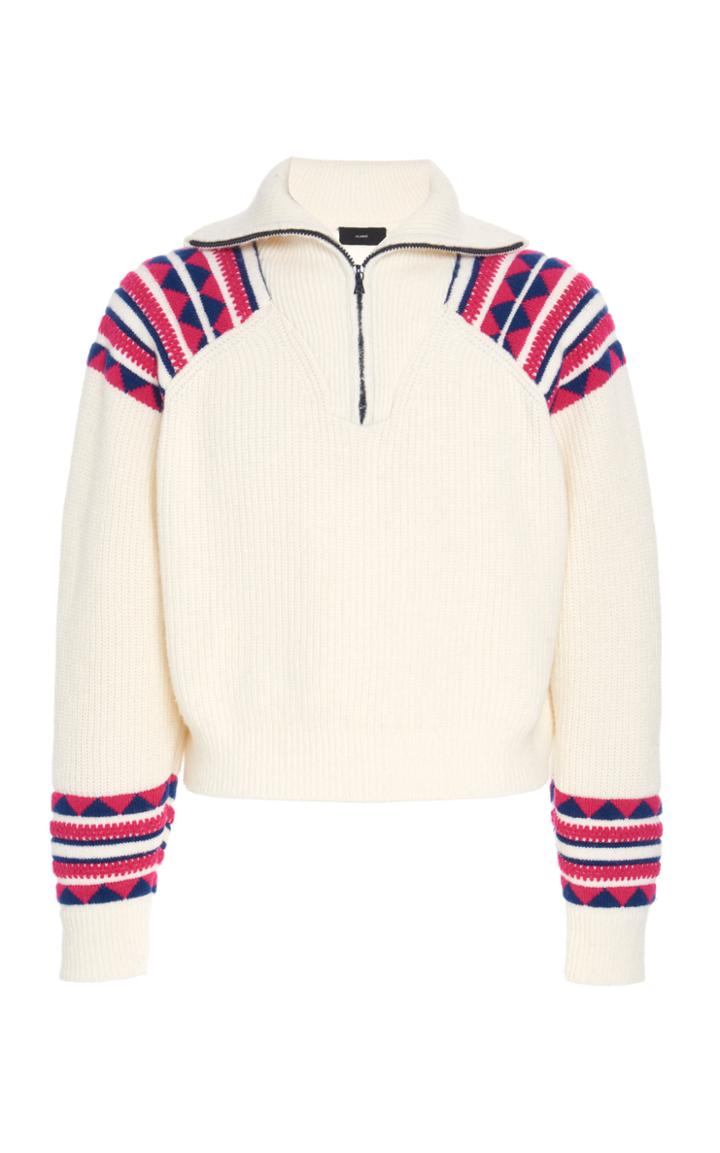 Alanui Artic Ice Half-zip Jacquard Ribbed Pullover Sweater