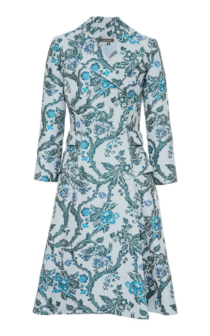 Moda Operandi Zac Posen Floral Jacquard Double-breasted Coat Size: 0