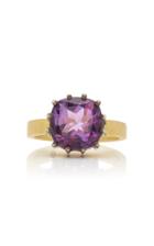 Moda Operandi Lfrank 18k Yellow Gold Cushion Cut Amethyst Ring