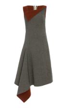 Oscar De La Renta Asymmetrical Wool-cashmere Herringbone Dress