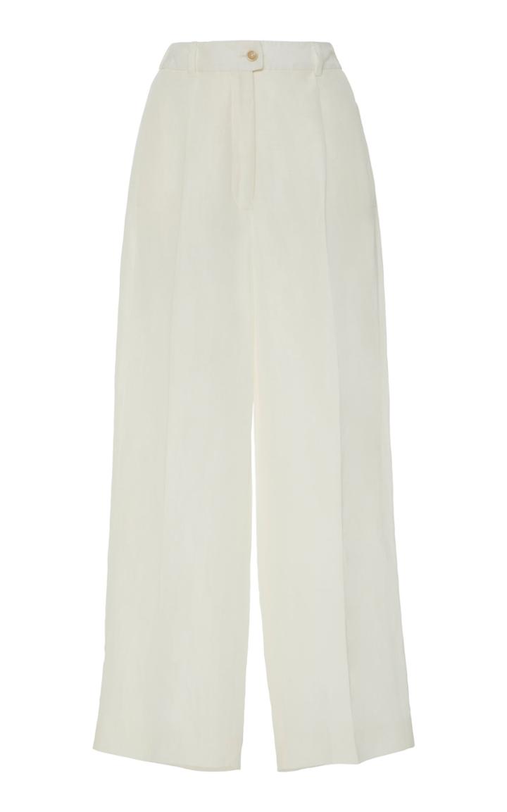 Agnona Pleated Linen Blend Trousers