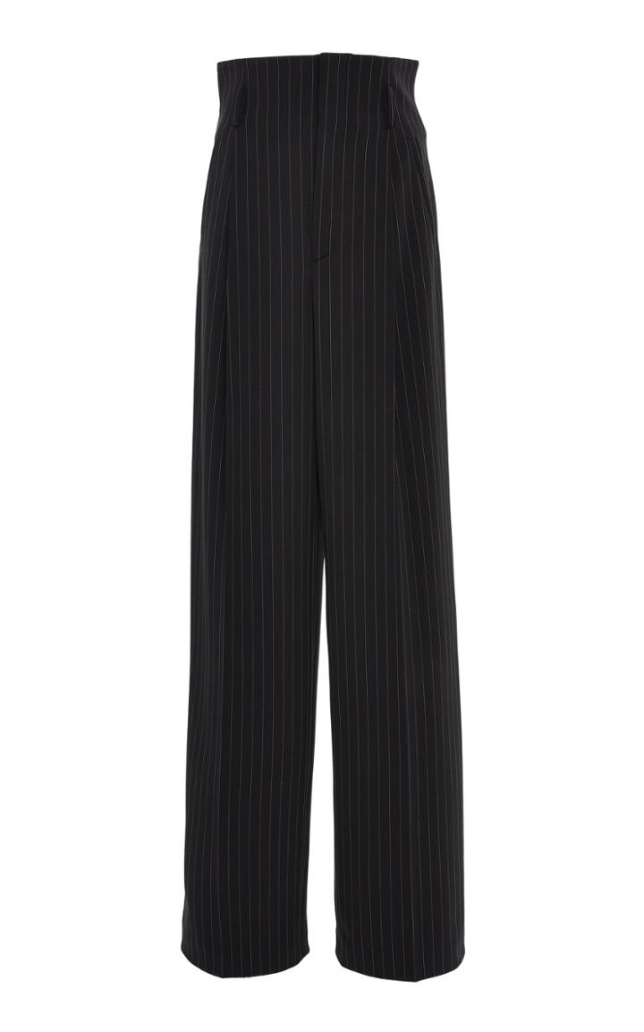 Alberta Ferretti Pinstripe High-rise Wide-leg Trousers