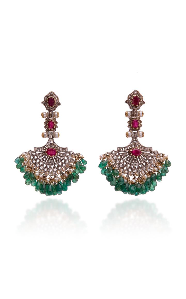 Sanjay Kasliwal 18k Gold Silver And Multi-stone Earrings