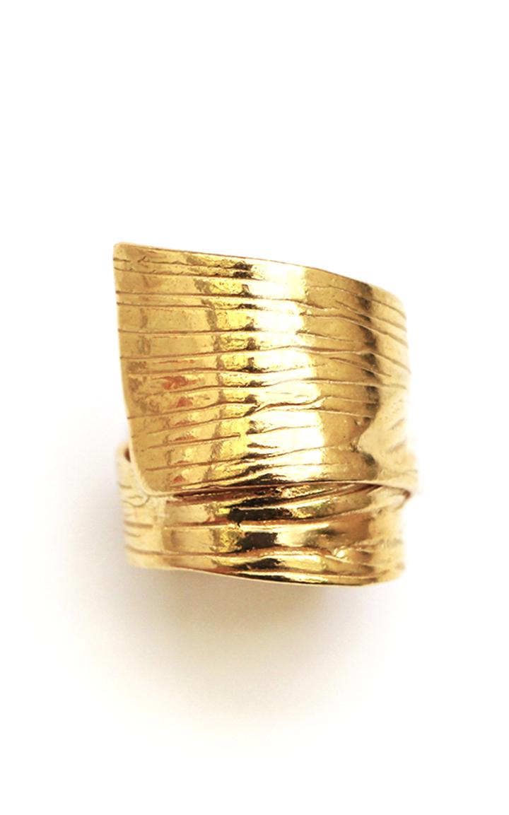 Moda Operandi Reggie Round Gold Plated Textured Ring