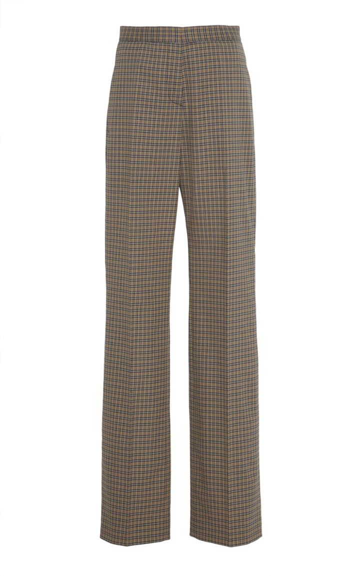Rochas Virgin Wool Straight Leg Check Print Trousers