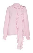 Moda Operandi Victoria Beckham Ruffled Bow Detail Silk Top Size: 4