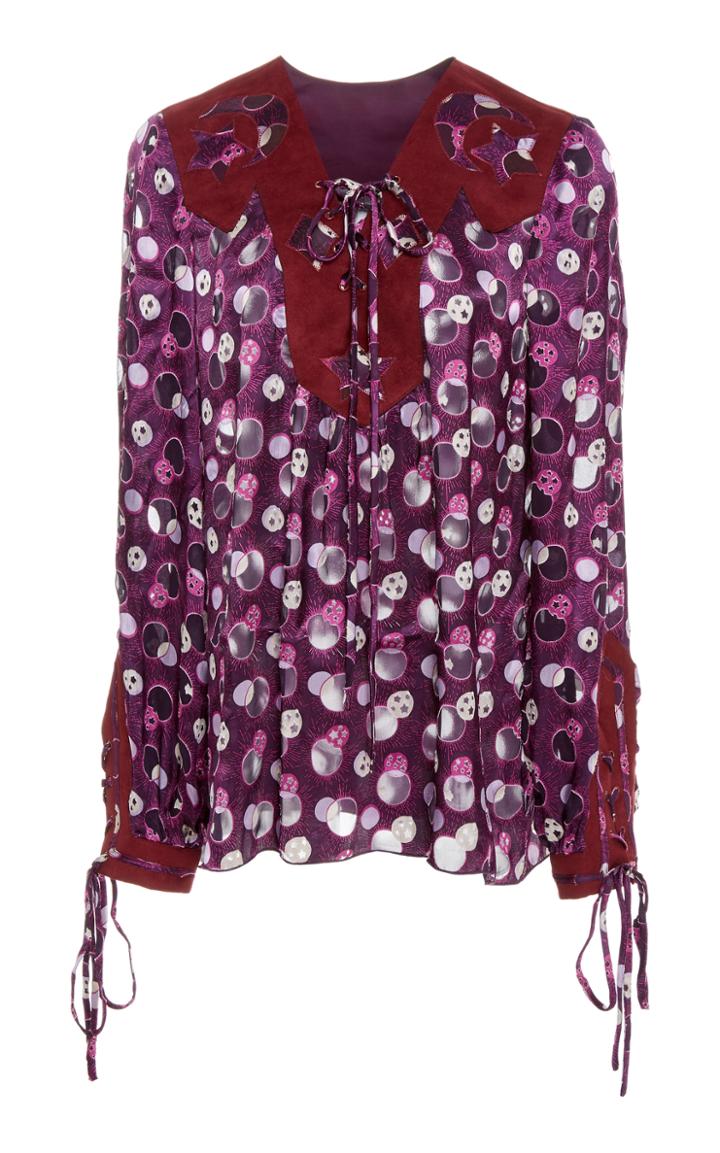 Anna Sui Cosmos Satin Burnout Top