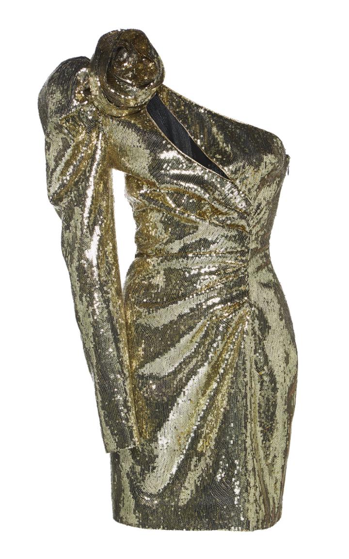 Dundas One-shoulder Sequined Tulle Mini Dress
