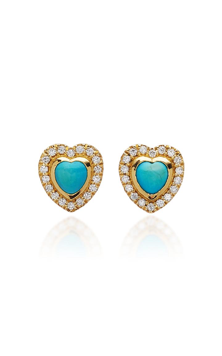 Khai Khai 18k Gold Turquoise And Diamond Earrings