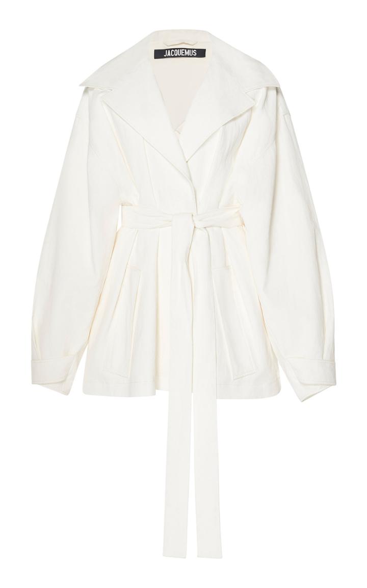Jacquemus Claudia Belted Short Linen Coat