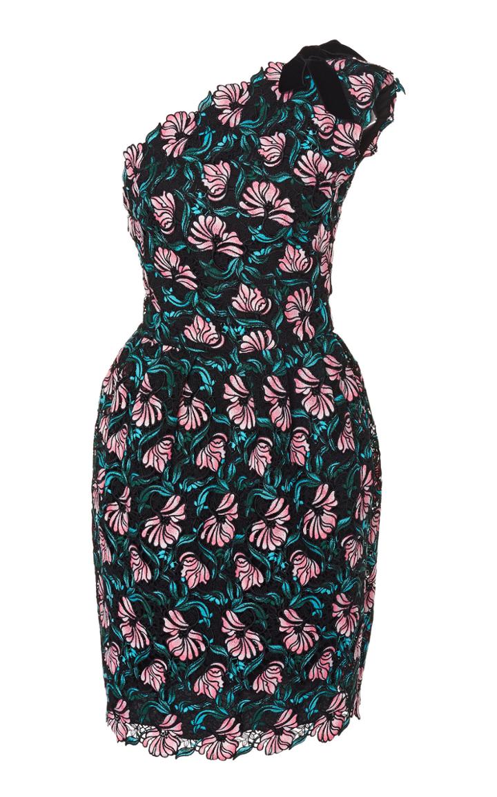 Monique Lhuillier One Shoulder Dress With Bow Detail