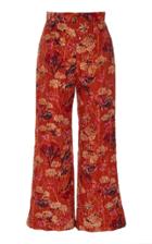 Anna Sui Field Of Flowers Ruffled-hem Straight-leg Pants