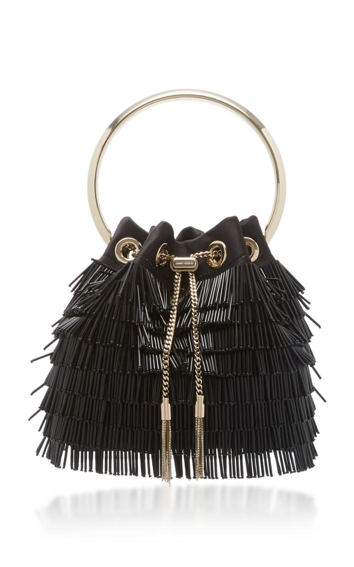 Jimmy Choo Bon Bon Fringed Crystal-embellished Satin Bag