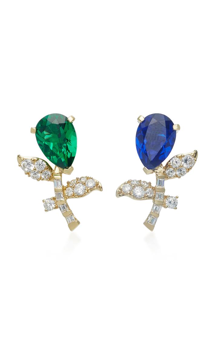 Anabela Chan M'o Exclusive Emerald Sapphire Tulip Earrings