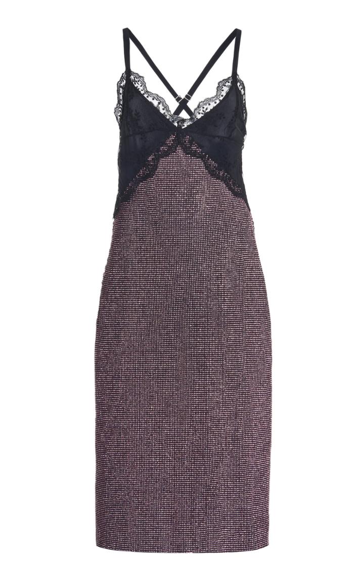 Christopher Kane Lace-trimmed Crystal Mesh Midi Dress