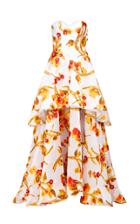 Bambah Fiore Strapless Floral Ruffle Gown