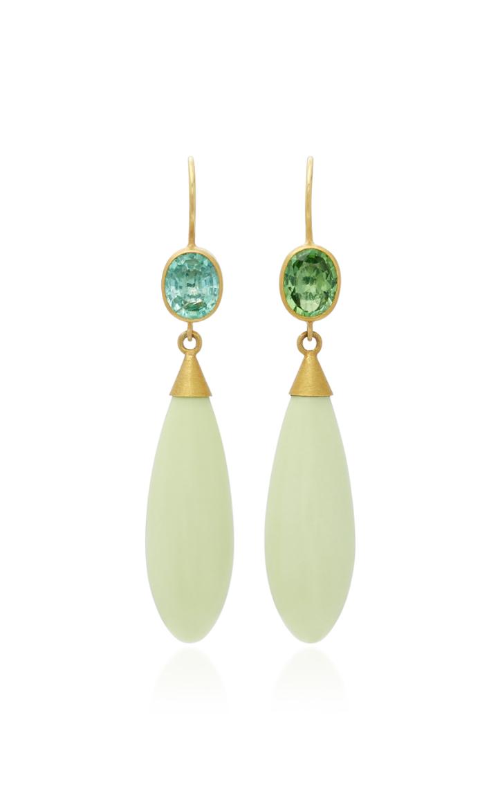 Mallary Marks Apple & Eve 18k Gold Paraiba And Chrysoprase Earrings