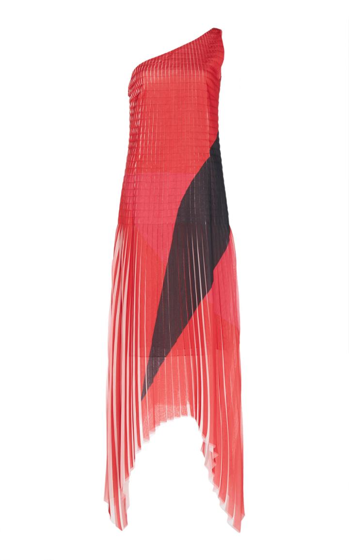Akris Asymmetric Sleeve Georgette Dress
