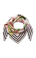 Dolce & Gabbana Floral-print And Striped Silk Scarf