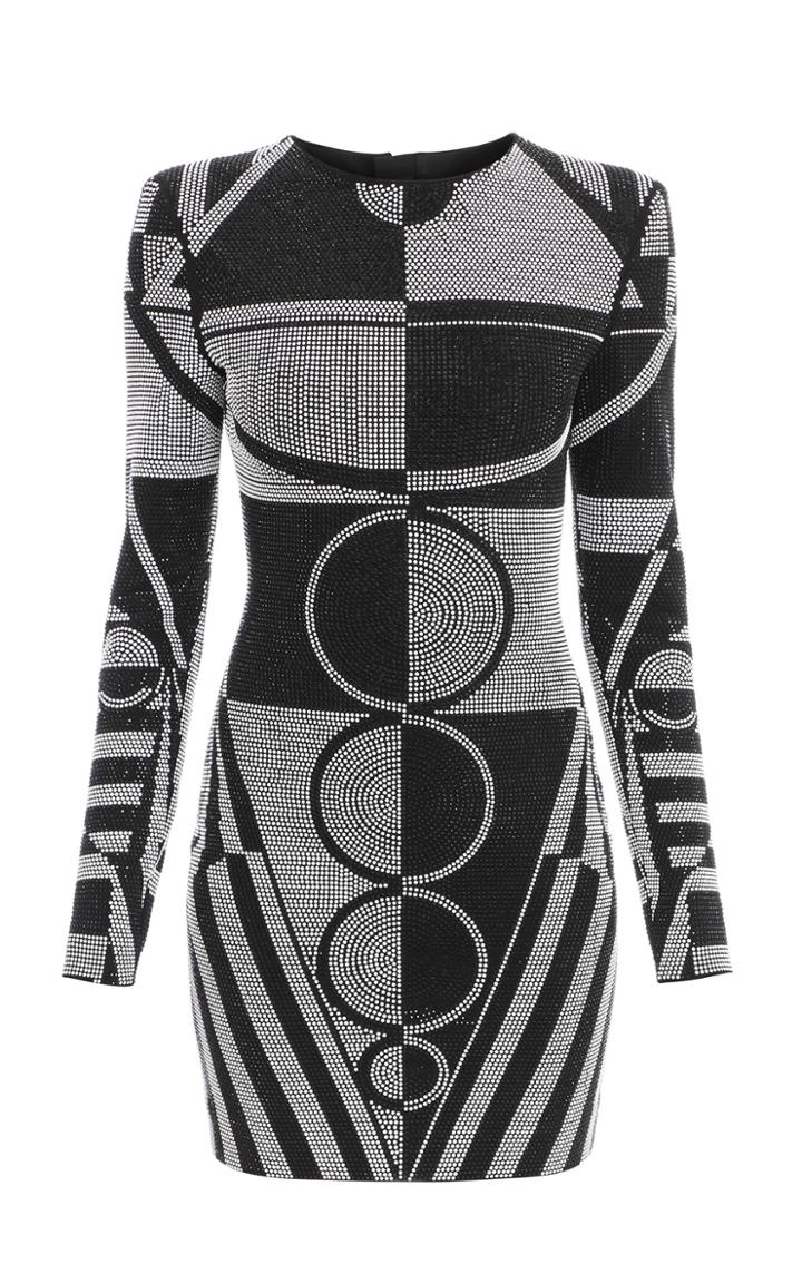 Moda Operandi Balmain Crystal-embellished Graphic Mini Dress Size: 34