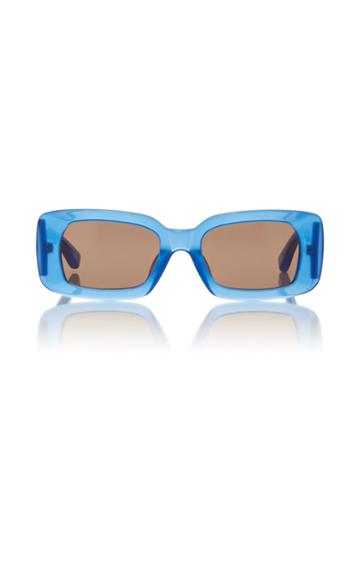 Dries Van Noten Blue Rectangular Acetate Sunglasses