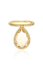 Nina Runsdorf M'o Exclusive: Large Yellow Citrine Flip Ring With Pave Band