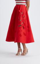 Moda Operandi Oscar De La Renta Mid-rise A-line Cotton-blend Laser-cut Skirt