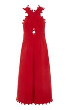 Oscar De La Renta Exclusive Pom-pom-trimmed Cotton-blend Halter Jumpsuit