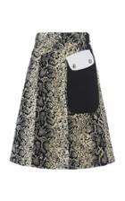 Giambattista Valli Colorblocked Python Print Velvet Skirt