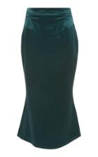 Rachel Gilbert Renata Satin Ruffle Hem Pencil Skirt