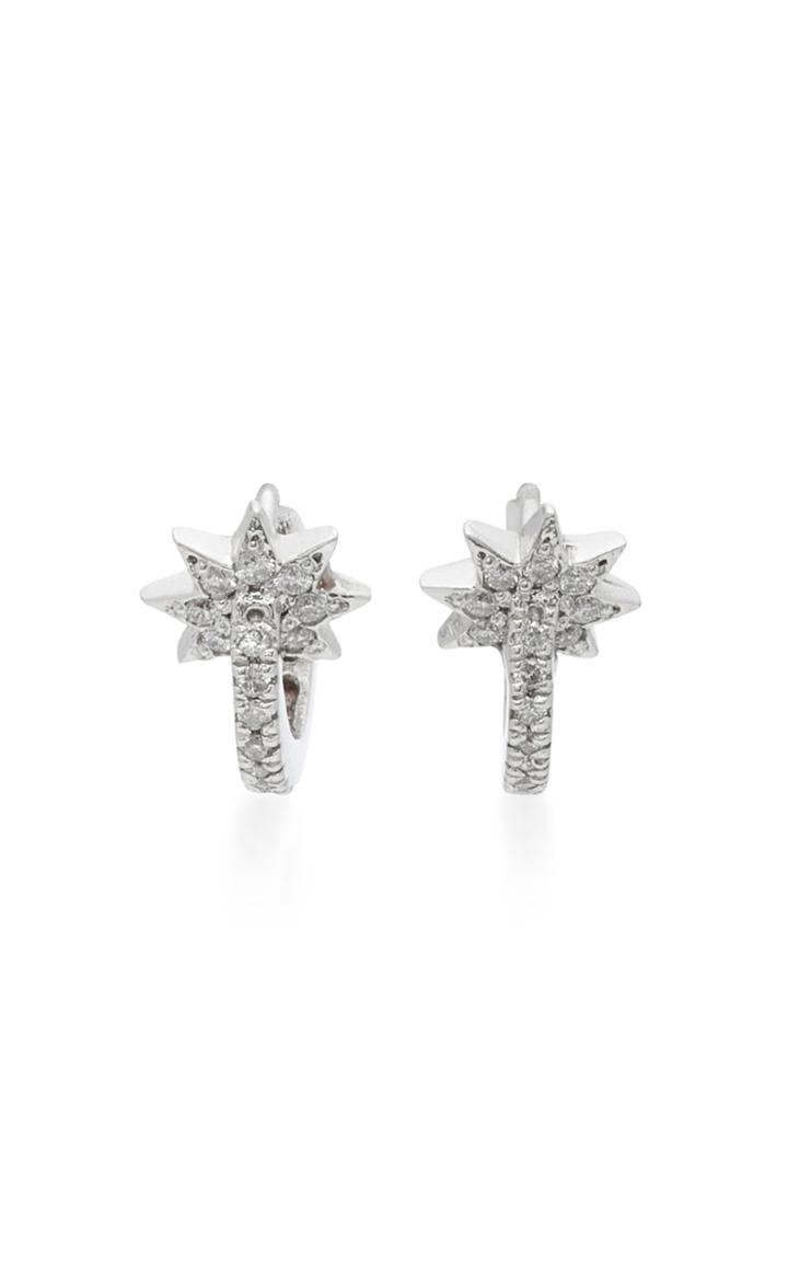 Colette Jewelry Mini Star Huggie 18k White Gold Diamond Earrings