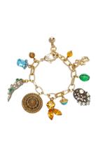 Lulu Frost M'o Exclusive Vintage Victorian Button And Crystal Charm Bracelet