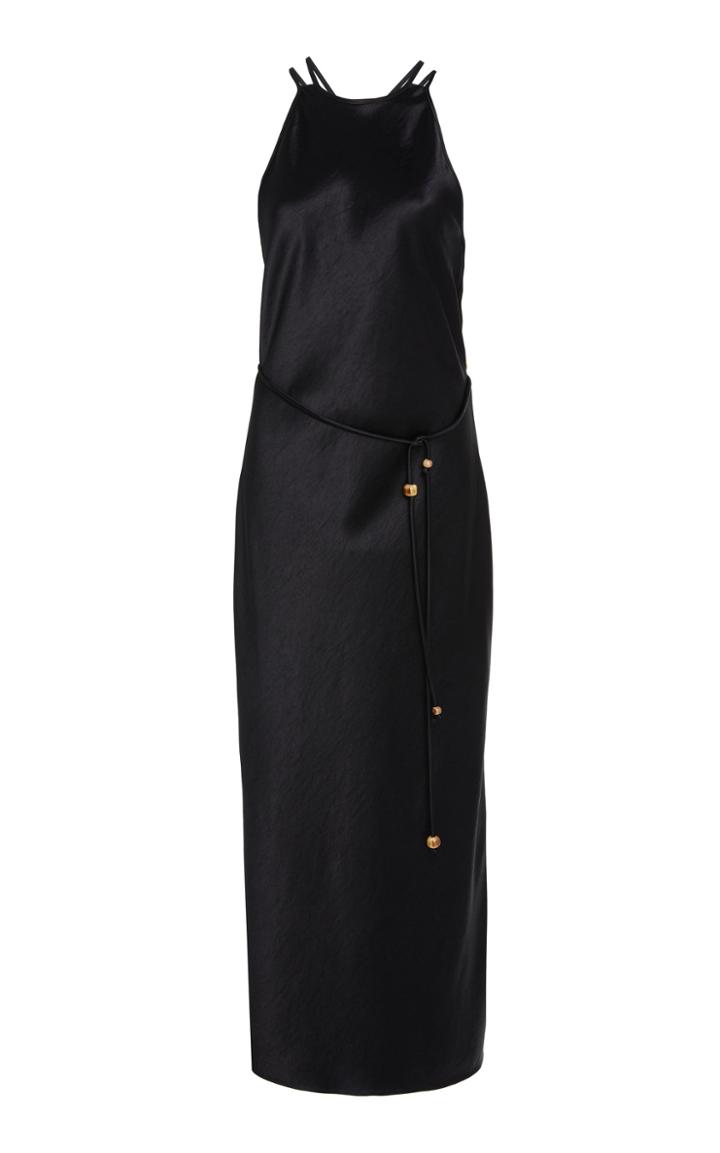 Nanushka Narita Belted Satin Midi Dress Size: Xs