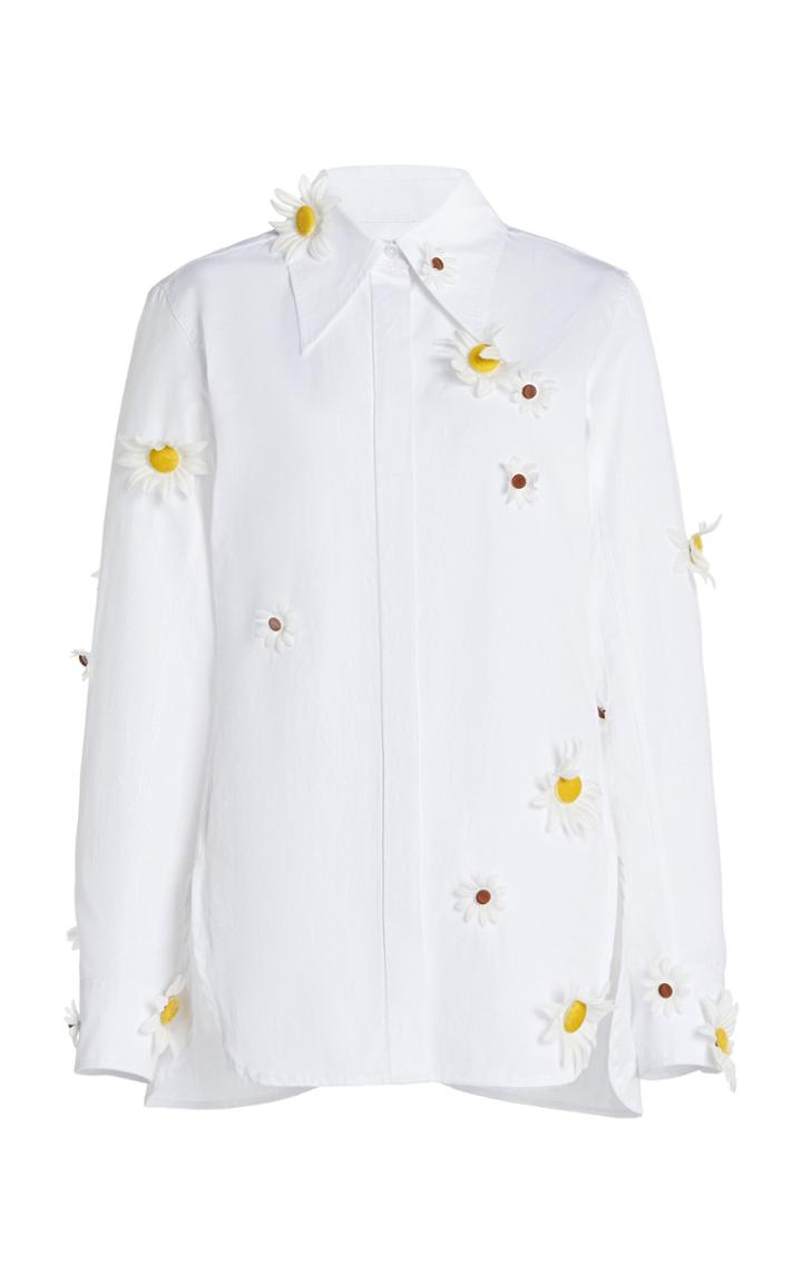 Moda Operandi Rosie Assoulin Floral-embroidered Cotton Blouse